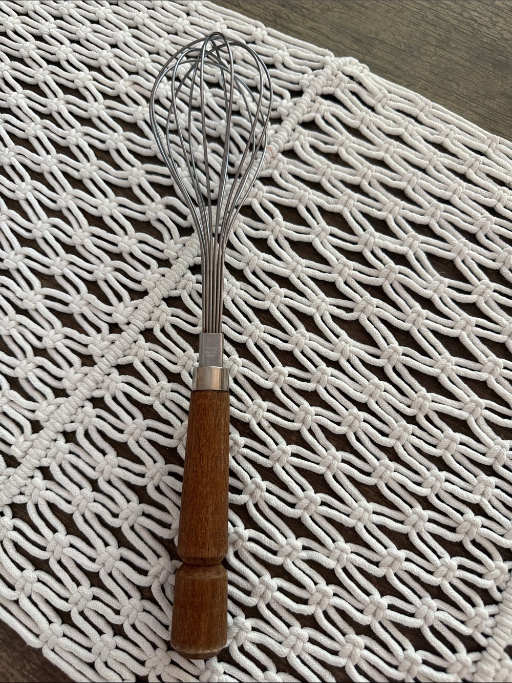 Vintage 60s/70s Bonny Japan Stainless Steel Wood Handle MCM Balloon Whisk